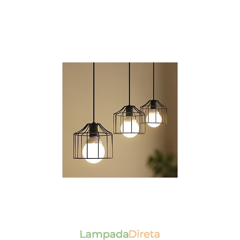 1 Luzes Country Metal Pendente Luz