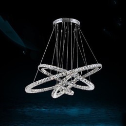 Lustre de teto de cristal pendente K9 cristal transparente redondo 4 anéis anel grande (branco quente) outro (branco frio)
