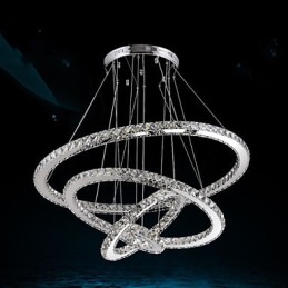 Lustre de teto de cristal pendente K9 cristal transparente redondo 4 anéis anel grande (branco quente) outro (branco frio)