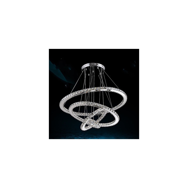 Lustre de teto de cristal pendente K9 cristal transparente redondo 4 anéis anel grande (branco quente) outro (branco frio)