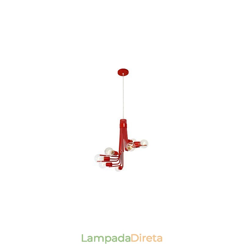 Pendente de 8 luzes característico moderno estilo norte-americano em vermelho