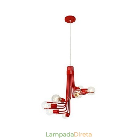 Pendente de 8 luzes característico moderno estilo norte-americano em vermelho Pendente de 8 luzes característico moderno estilo norte-americano em vermelho