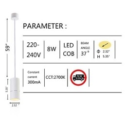 GE 05032 8W 136mm 1 Luz Mini Pendente Branco Pó com Alumínio