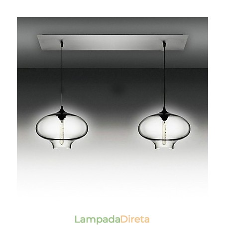 Luminária pendente de vidro moderna com 2 luzes em design de bolha preta Luminária pendente de vidro moderna com 2 luzes em design de bolha preta