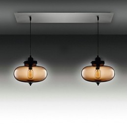 Luminária pendente moderna de vidro transparente com 2 luzes em design de bolhas