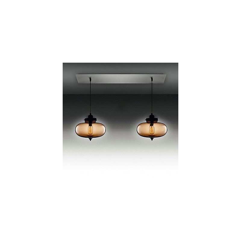 Luminária pendente moderna de vidro transparente com 2 luzes em design de bolhas