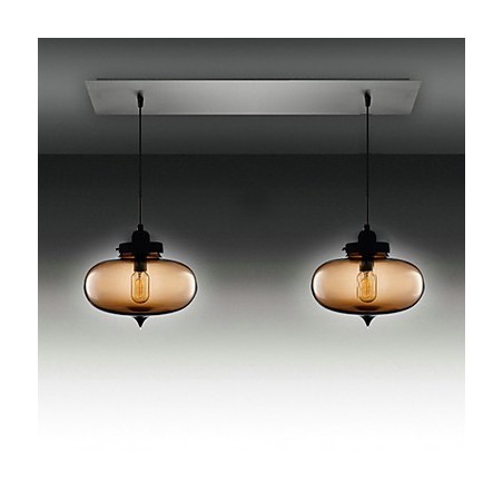 Luminária pendente moderna de vidro transparente com 2 luzes em design de bolhas Luminária pendente moderna de vidro transparente com 2 luzes em design de bolhas