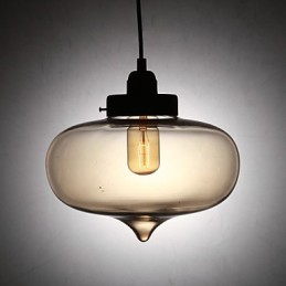 Luminária pendente moderna de vidro transparente com 2 luzes em design de bolhas