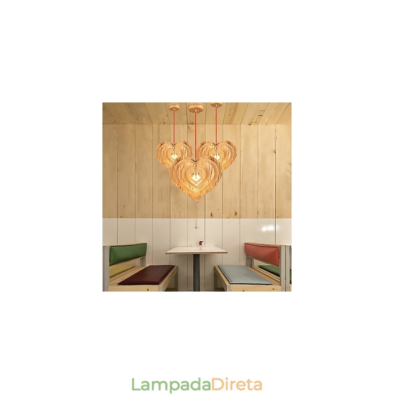 Lustre Mini Estilo Lanterna Madeira Bambu