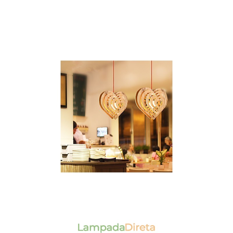 Lustre Mini Estilo Lanterna Madeira Bambu