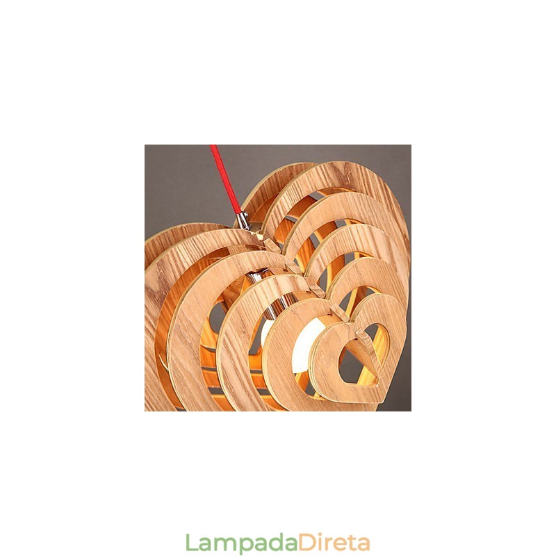 Lustre Mini Estilo Lanterna Madeira Bambu