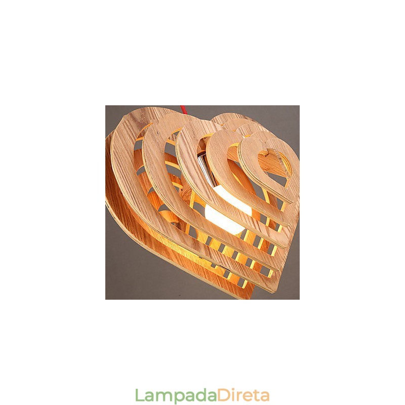 Lustre Mini Estilo Lanterna Madeira Bambu