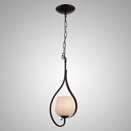 Luminária pendente de pintura de ferro com cúpula de vidro Lâmpada de iluminação clássica 1 cabeça