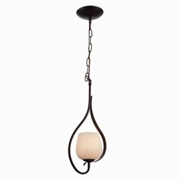 Luminária pendente de pintura de ferro com cúpula de vidro Lâmpada de iluminação clássica 1 cabeça