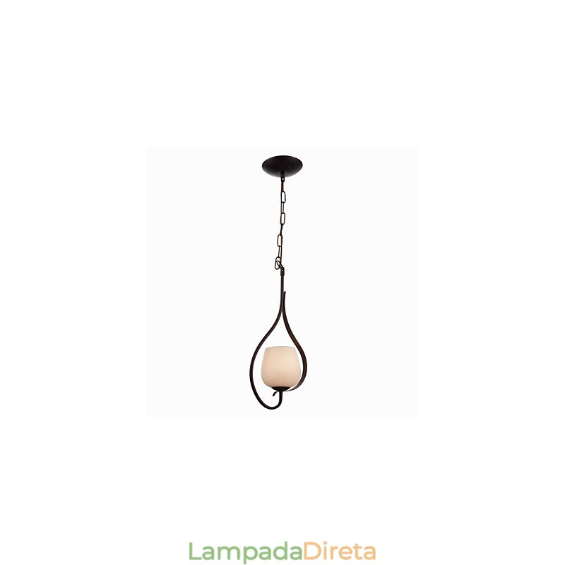 Luminária pendente de pintura de ferro com cúpula de vidro Lâmpada de iluminação clássica 1 cabeça