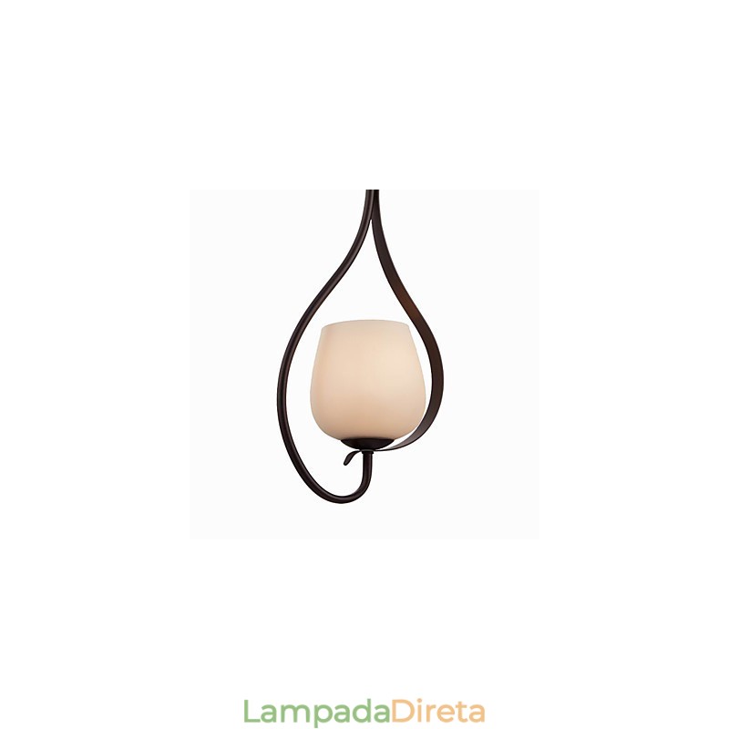 Luminária pendente de pintura de ferro com cúpula de vidro Lâmpada de iluminação clássica 1 cabeça