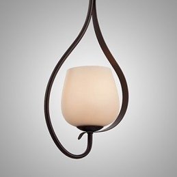 Luminária pendente de pintura de ferro com cúpula de vidro Lâmpada de iluminação clássica 1 cabeça