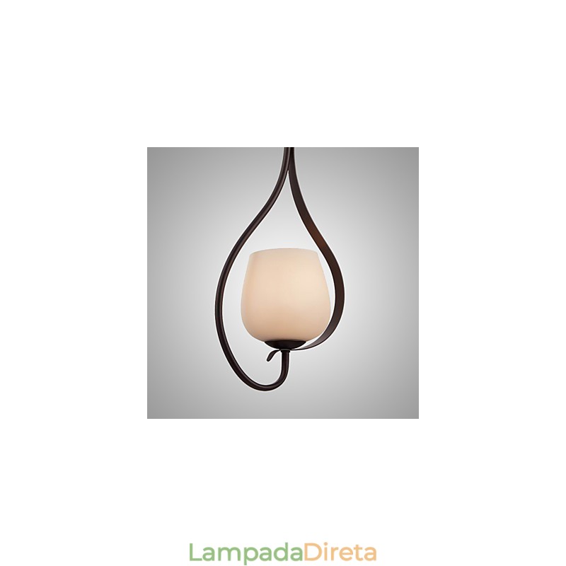 Luminária pendente de pintura de ferro com cúpula de vidro Lâmpada de iluminação clássica 1 cabeça