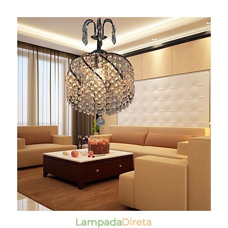 Luminária pendente de cristal estilosa com 1 luz Luminária pendente de cristal estilosa com 1 luz