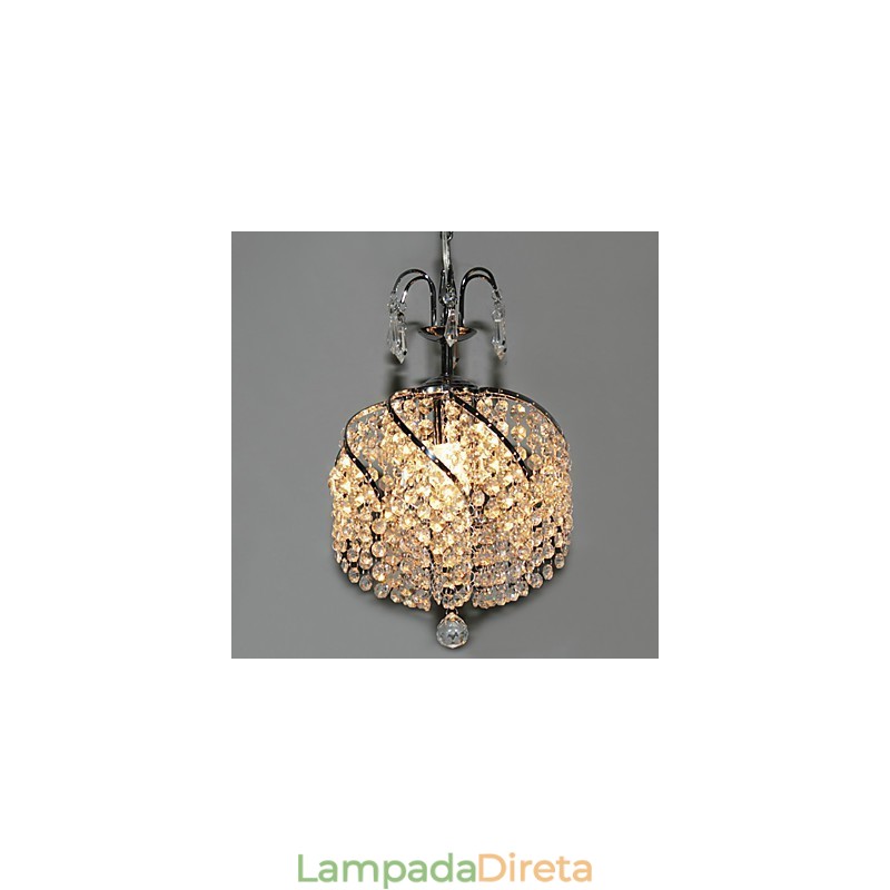 Luminária pendente de cristal estilosa com 1 luz