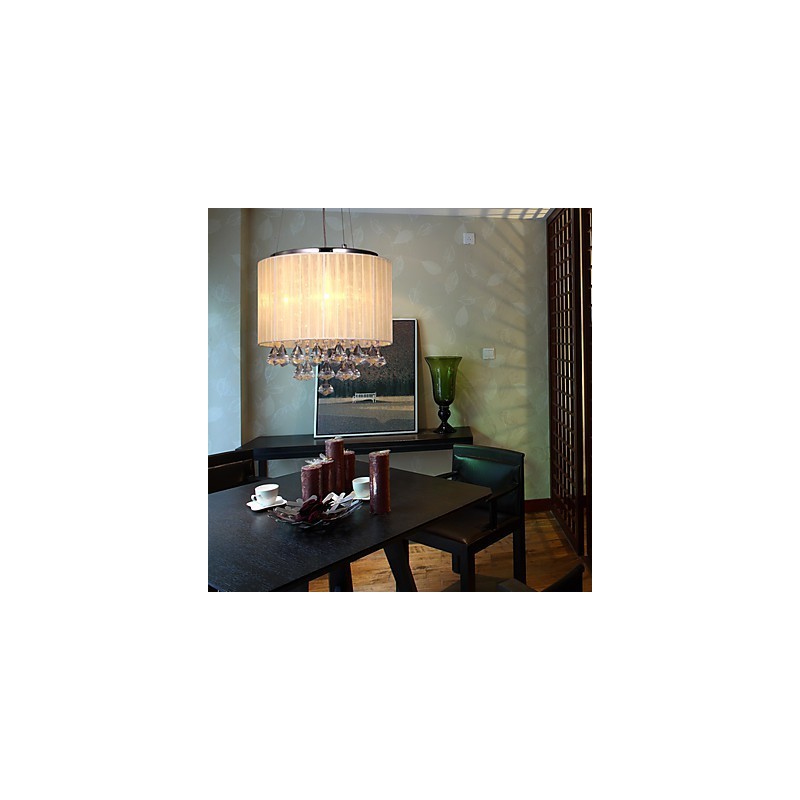 Elegante luminária pendente de cristal com 4 luzes