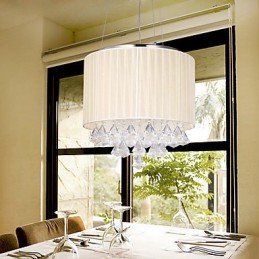 Elegante luminária pendente de cristal com 4 luzes