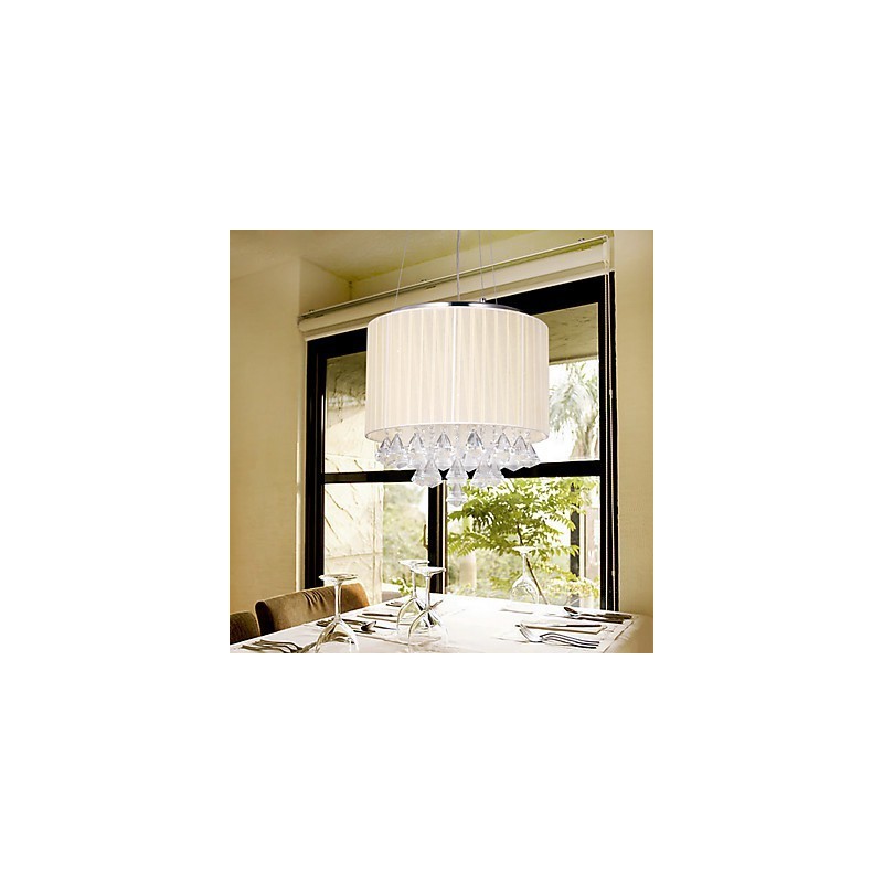 Elegante luminária pendente de cristal com 4 luzes