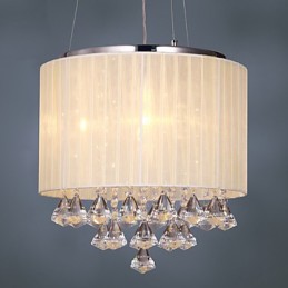 Elegante luminária pendente de cristal com 4 luzes