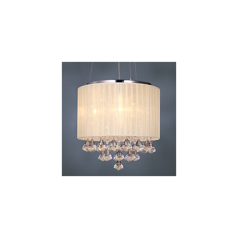 Elegante luminária pendente de cristal com 4 luzes