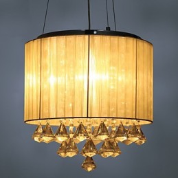 Elegante luminária pendente de cristal com 4 luzes