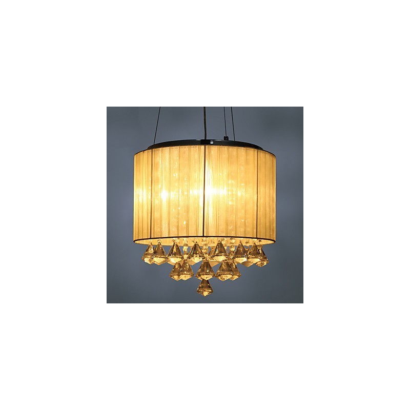 Elegante luminária pendente de cristal com 4 luzes