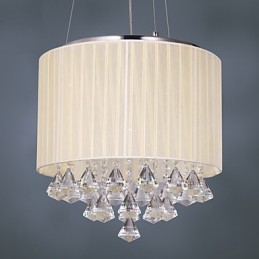 Elegante luminária pendente de cristal com 4 luzes