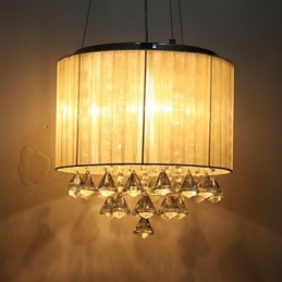 Elegante luminária pendente de cristal com 4 luzes