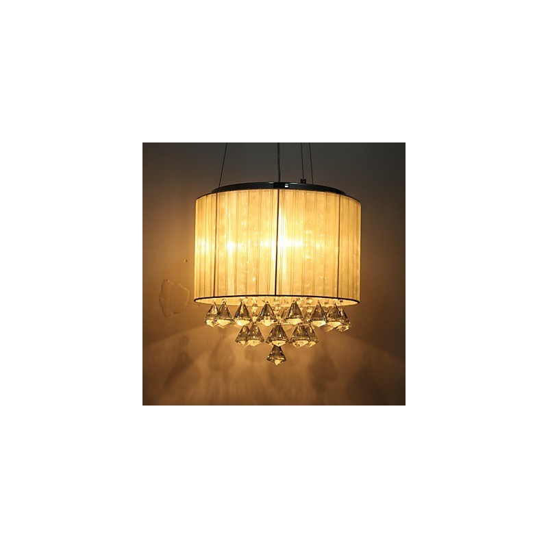 Elegante luminária pendente de cristal com 4 luzes