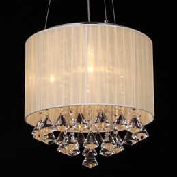 Elegante luminária pendente de cristal com 4 luzes