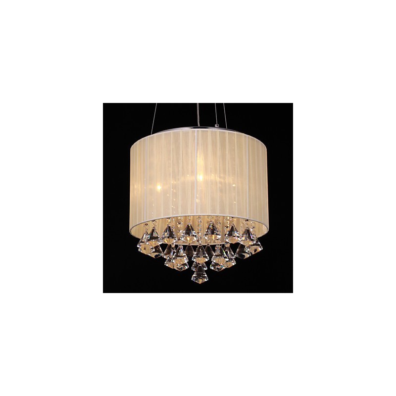 Elegante luminária pendente de cristal com 4 luzes