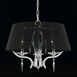 Elegante lustre de cristal com 3 luzes em abajur preto