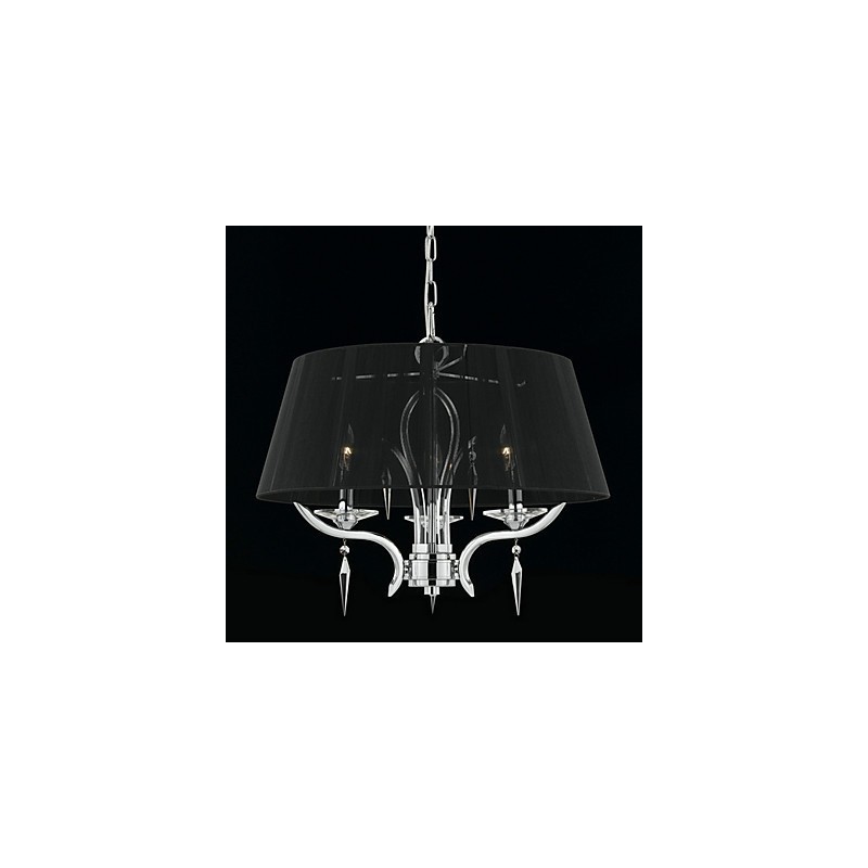 Elegante lustre de cristal com 3 luzes em abajur preto