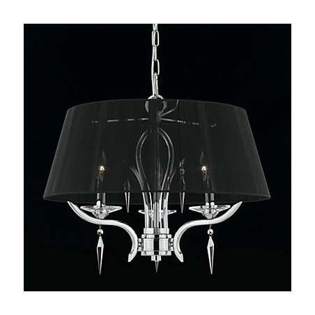 Elegante lustre de cristal com 3 luzes em abajur preto Elegante lustre de cristal com 3 luzes em abajur preto