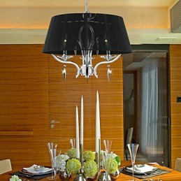 Elegante lustre de cristal com 3 luzes em abajur preto