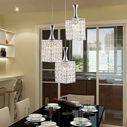 3 Luzes Metal Frame K9 Cristal Lustre Droplight Enviar Lâmpada