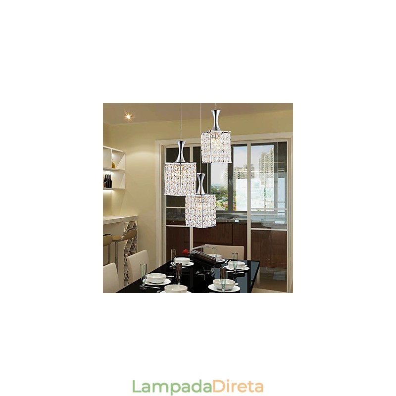 3 Luzes Metal Frame K9 Cristal Lustre Droplight Enviar Lâmpada
