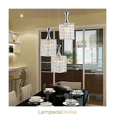 3 Luzes Metal Frame K9 Cristal Lustre Droplight Enviar Lâmpada 3 Luzes Metal Frame K9 Cristal Lustre Droplight Enviar Lâmpada