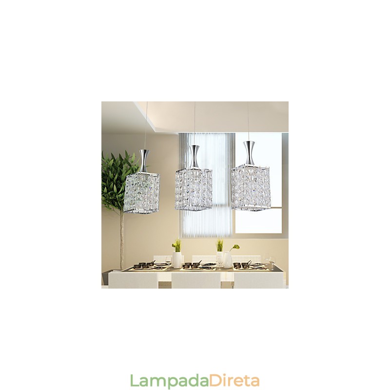 3 Luzes Metal Frame K9 Cristal Lustre Droplight Enviar Lâmpada
