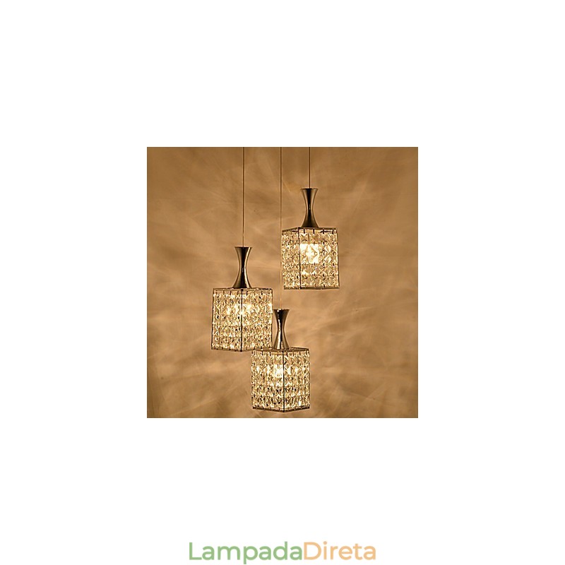 3 Luzes Metal Frame K9 Cristal Lustre Droplight Enviar Lâmpada