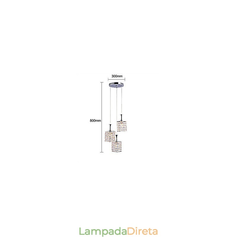3 Luzes Metal Frame K9 Cristal Lustre Droplight Enviar Lâmpada