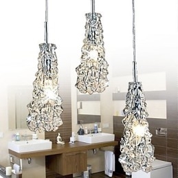 Lustre Tradition Classic de vidro transparente com 3 luzes