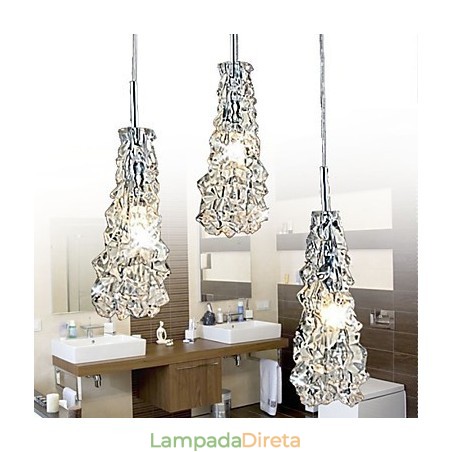 Lustre Tradition Classic de vidro transparente com 3 luzes Lustre Tradition Classic de vidro transparente com 3 luzes