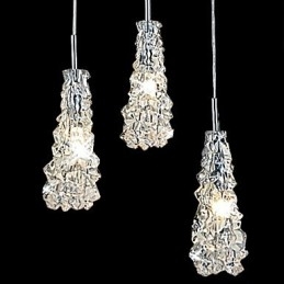 Lustre Tradition Classic de vidro transparente com 3 luzes