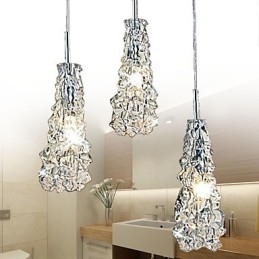 Lustre Tradition Classic de vidro transparente com 3 luzes